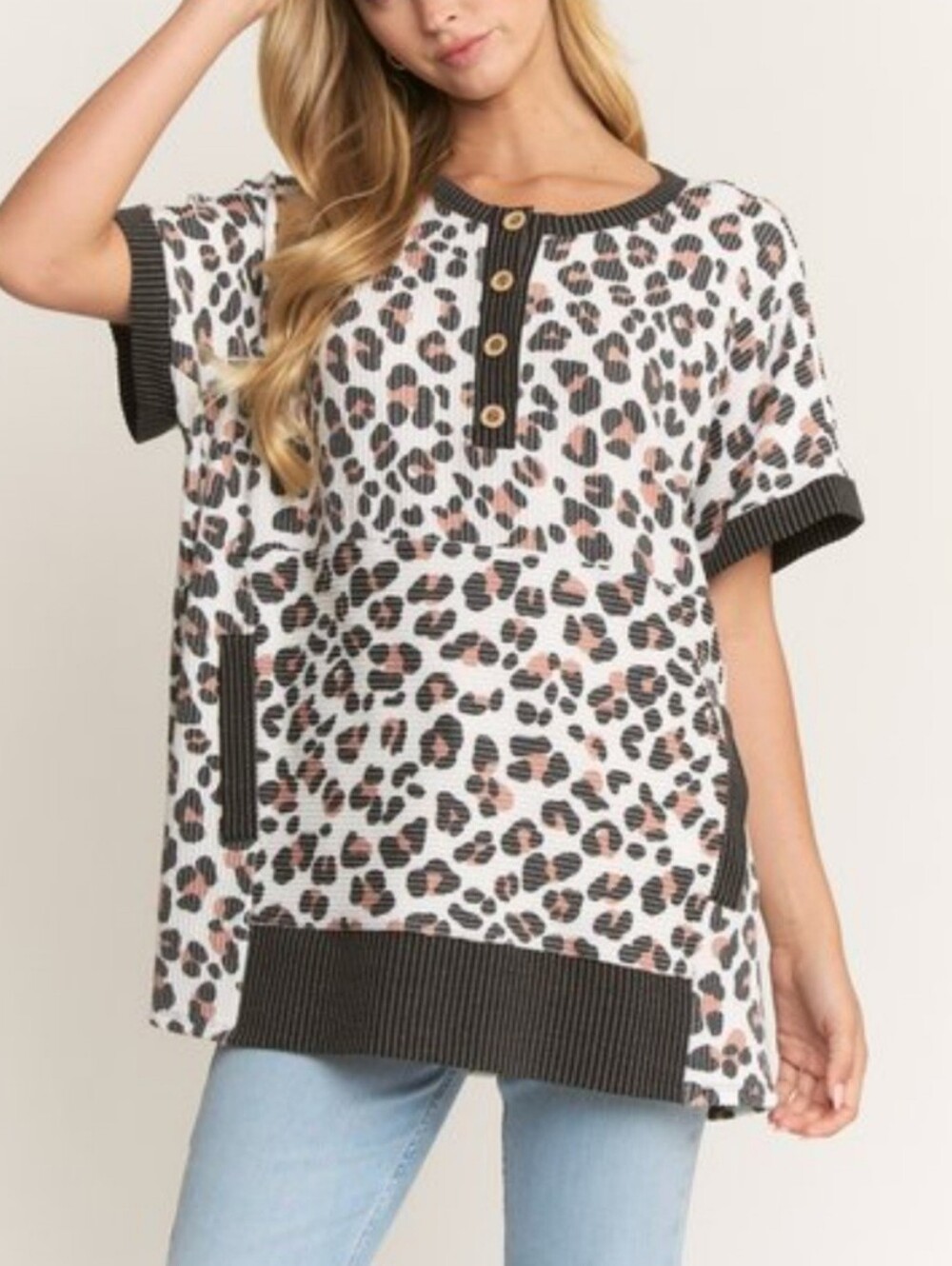 New Heimish Animal Print Ribbed Top